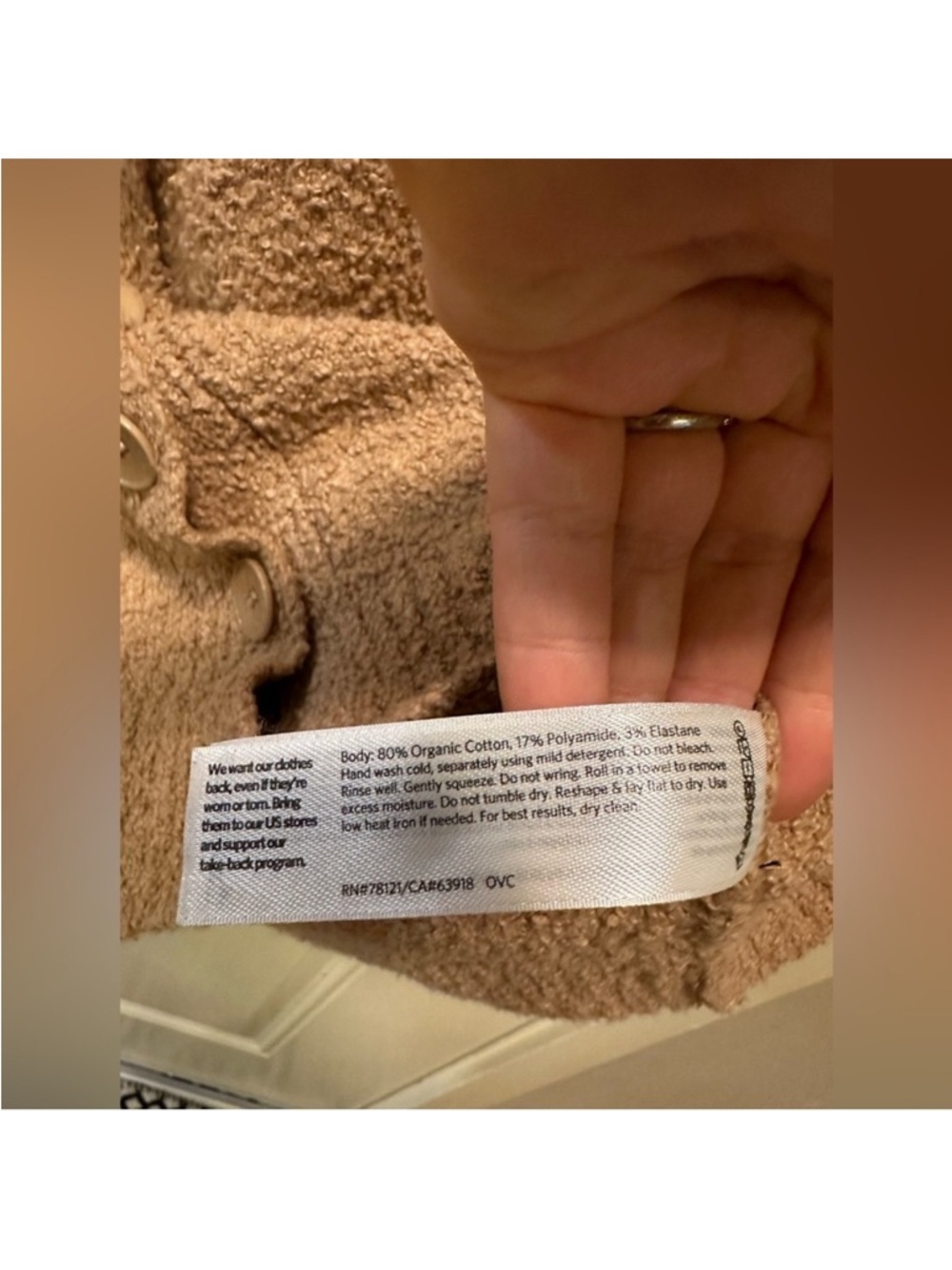 Eileen Fisher Camel Textured Cotton Bouclé Cardigan - Picture 4 of 7